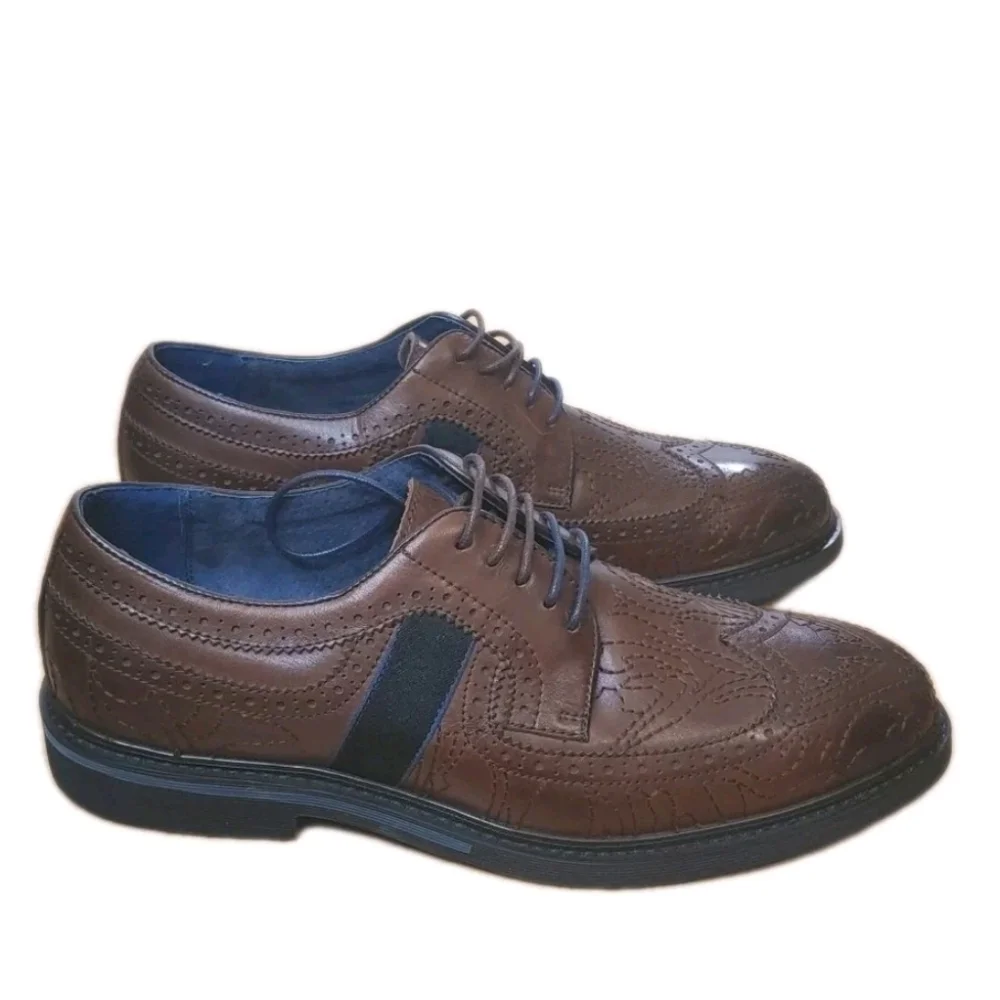 Robert Graham Oxford Wingtip Dress Shoes Men Sz 11 Brown Leather Lace Up RJ5310C